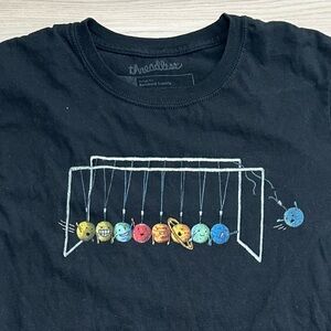 Threadless Black T-Shirt with Planetary Swing Design